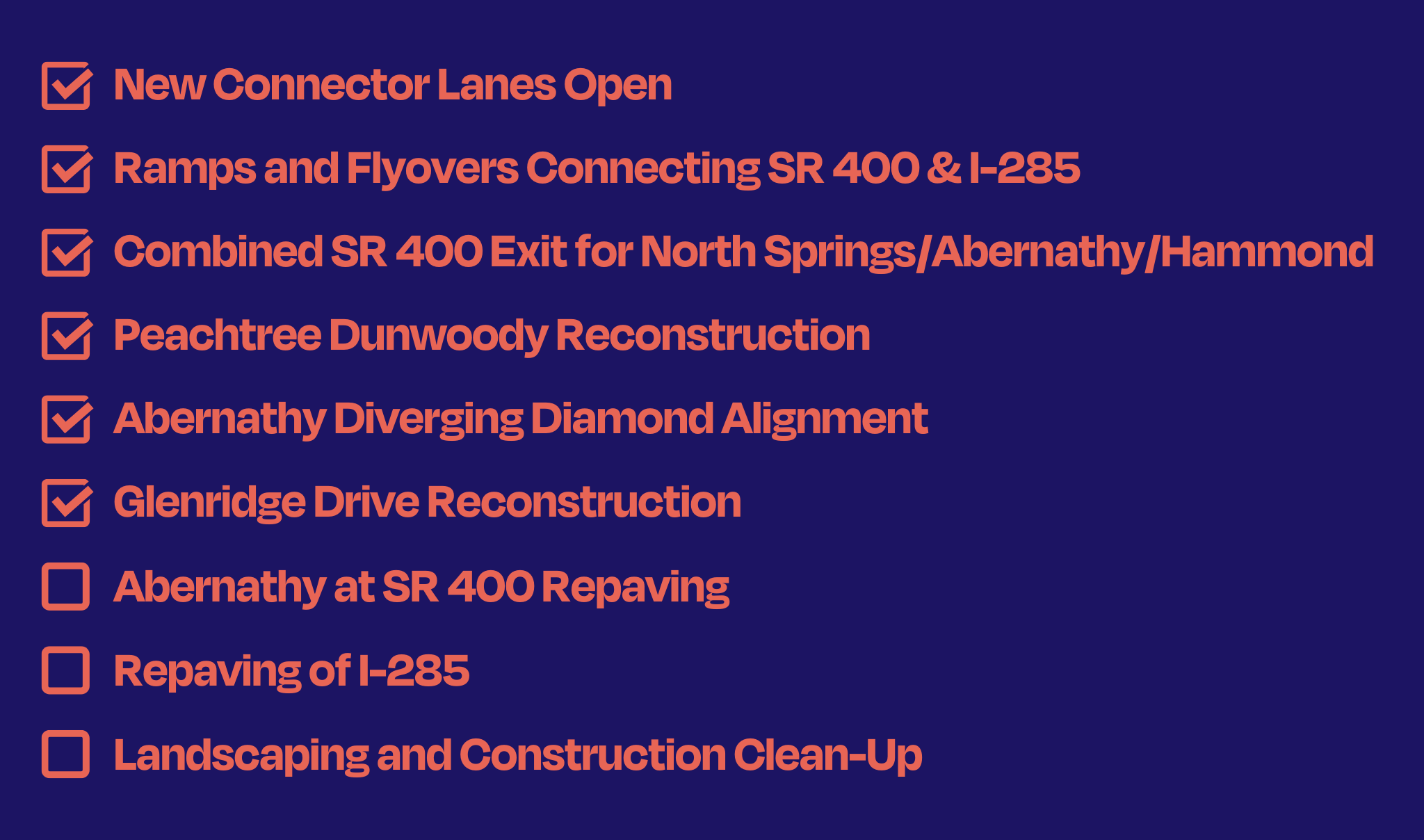 285/400 interchange project checklist
