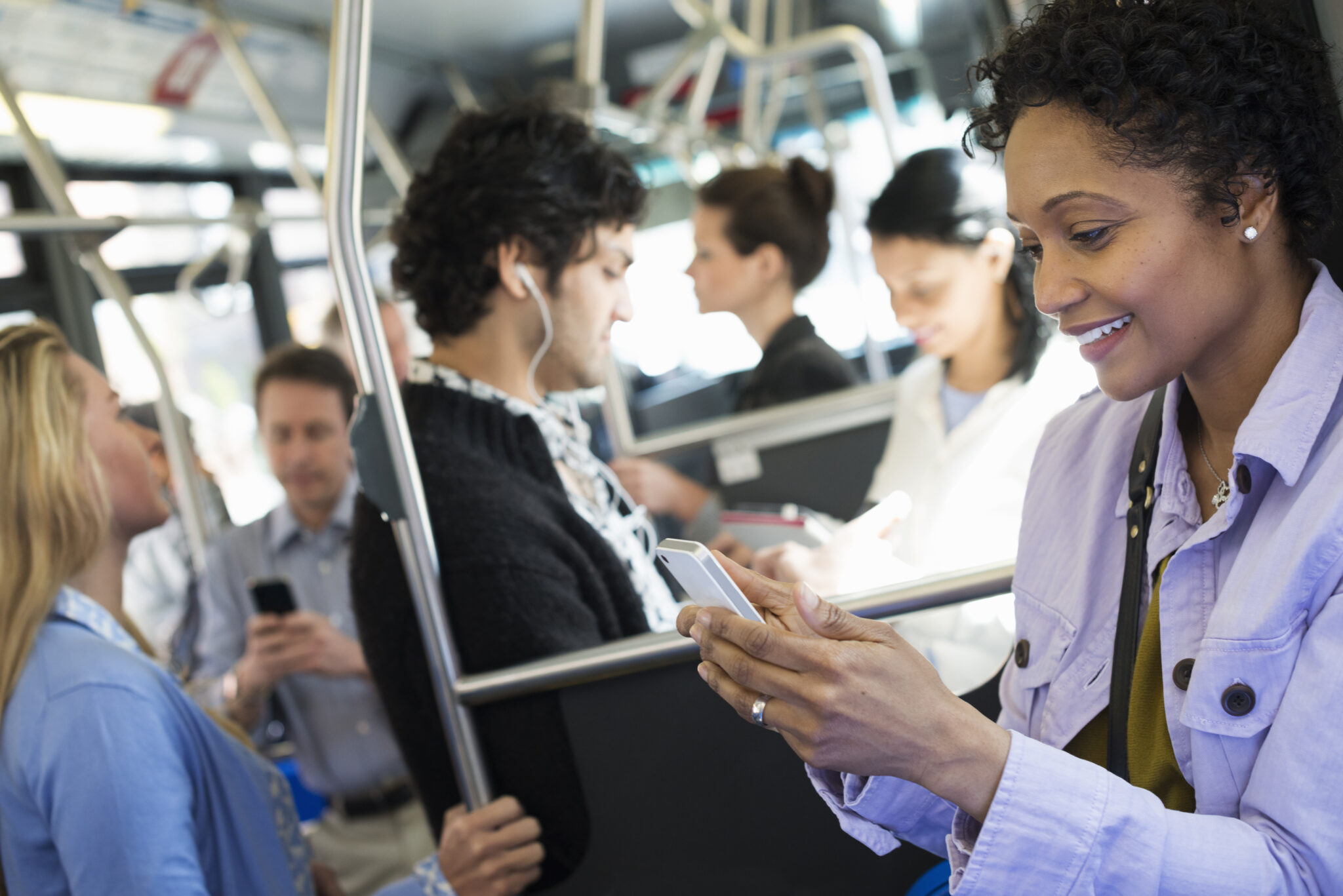 commuters enjoying using transit